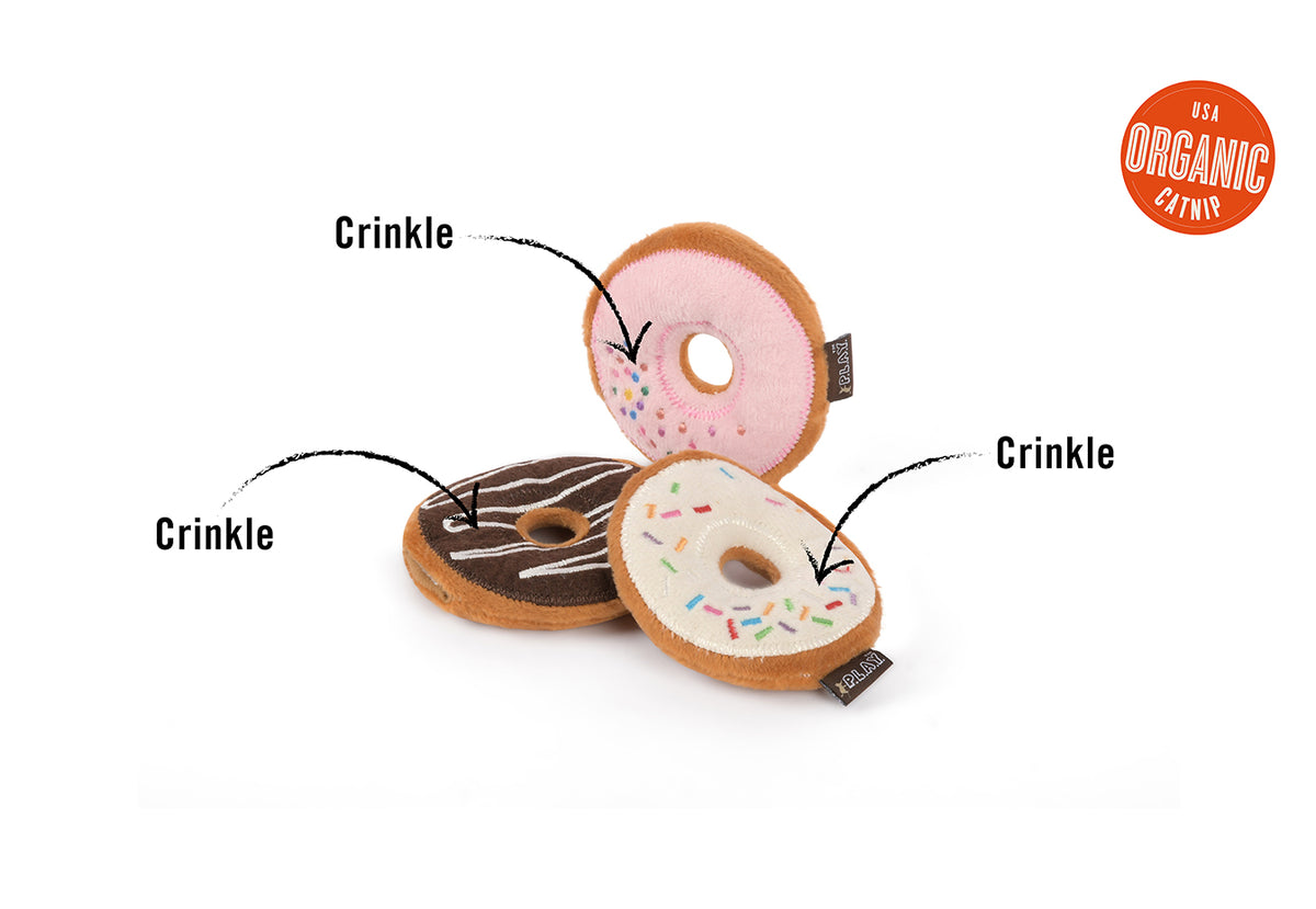 Kitty Kreme Donuts: Crinkle Cat Toy Trio by Play Pet Brands