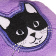 Load image into Gallery viewer, A close-up of the purple headphones featuring an embroidered Mojo the cat, from the Jackson Galaxy x Feline Frenzy Mic Drop Duo.
