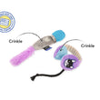 Load image into Gallery viewer, Jackson Galaxy x Feline Frenzy Mic Drop Duo featuring a microphone and headphone toy on a white background with crinkle features pointed out.
