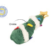 Load image into Gallery viewer, Feline Frenzy O Christmas Tree kicker toy with colorful light accents and a gold star topper, shown on a white background with a 'Filled with USA Organic Catnip' badge and a 'Crinkle' label.
