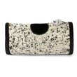 Load image into Gallery viewer, Feline Frenzy Purr &amp; Pounce Cat Tunnel in Black Celestial print shown with dangling mouse toy sitting on top of it beside the peephole on white background.
