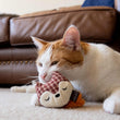 Load image into Gallery viewer, Feline Frenzy Forest Friends Collection - Foxy Toy with ginger cat using it as a headrest in living room

