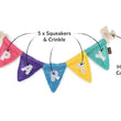 Load image into Gallery viewer, Play’s Party Animal Tug n' Party Banner - a colorful dog toy with PARTY text indicating features like '5 x Squeakers &amp; Crinkle' and 'Heavy Duty Cotton Rope' on a white background.
