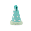 Load image into Gallery viewer, Play’s Party Animal Yappy Party Hat - a turquoise hat with white polka dots, streamers coming out of the top and a soft trim along the rim on a white background
