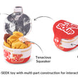 Load image into Gallery viewer, Fog City Pet x Play Pup of Soup dog toy with crinkle, tenacious squeaker, and crinkle features pointed out on a white background.
