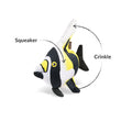Load image into Gallery viewer, Play's Ocean Buddies Moorish Idol fish dog toy with a labeled squeaker and crinkle features on a white background
