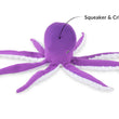 Load image into Gallery viewer, Play’s Ocean Buddies Opal the Octopus purple plush octopus toy with text indicating 'Squeaker &amp; Crinkle' on a white background

