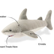 Load image into Gallery viewer, Play’s Ocean Buddies Great White Gabe plush shark toy with features labeled on a white background
