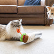 Load image into Gallery viewer, P.L.A.Y.'s Feline Frenzy Kicker - Shrimp Purrito Toy - fluffy cat tugging on shrimp while other cat is looking at the toy
