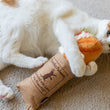 Load image into Gallery viewer, P.L.A.Y. Feline Frenzy Kicker - Tuna Baguette Toy - ginger cat hugging it while looking up
