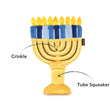 Load image into Gallery viewer, Menorah-shaped toy from the Play Paw-nukkah Collection with crinkle and tube squeaker features on a white background

