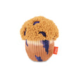 Load image into Gallery viewer, Play Berry Blast Muffin, a plush muffin-shaped dog toy with a textured golden-brown top and blueberry details, shown on a plain white background. 
