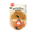 Load image into Gallery viewer, Play Berry Blast Muffin, a plush muffin-shaped dog toy on backer card packaging, shown on a plain white background.
