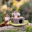 Load image into Gallery viewer, P.L.A.Y. Forest Friends Collection - Chippy &amp; Cheeks Chipmunks Toy on a log outside in the forest
