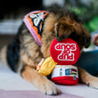 Load image into Gallery viewer, Dog playing with a Fog City Pet x Play Pup of Soup dog toy on a rug with head buried inside the toy looking for treats.
