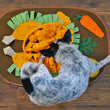 Load image into Gallery viewer, P.L.A.Y. Thanksgiving Snuffle Mat - little pup seeking sniffing out treats in turkey
