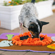 Load image into Gallery viewer, P.L.A.Y. Halloween Snuffle Mat - dog nosing the pumpkin in the center of the mat to find treats on porch
