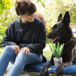 Load image into Gallery viewer, Blooming Buddies Collection by P.L.A.Y. Aloe-ve You Toy with dog on Original Chill Pad hanging out with dog mom
